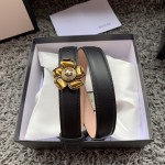 GUCCI imported top layer calfskin with classic double camellia buckle