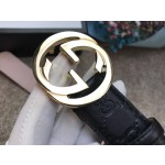 GUCCI double G buckle G buckle leather embossed