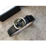 GUCCI double G buckle G buckle leather embossed