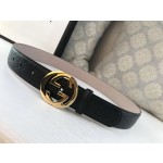 GUCCI double G buckle G buckle leather embossed
