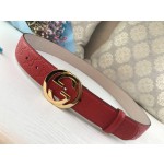 GUCCI double G buckle G buckle leather embossed