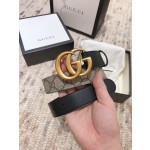 GUCCI double G buckle advanced artificial canvas belt
