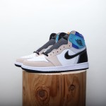 Air Jordan 1 beige, white, blue and black colour blocked