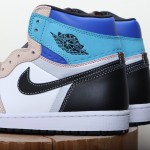 Air Jordan 1 beige, white, blue and black colour blocked