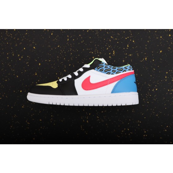 Air Jordan 1 Low Black, yellow and blue patchwork caterpillar