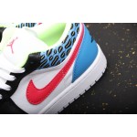 Air Jordan 1 Low Black, yellow and blue patchwork caterpillar