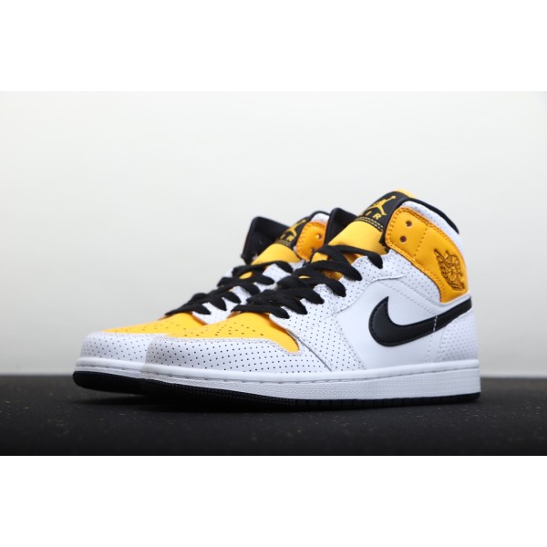 Air Jordan 1 Mid University White Gold Yellow