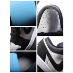 Air Jordan 1 Low Black Silver Toe Liquid Silver