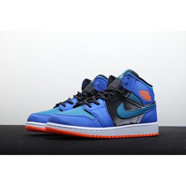 Air Jordan 1 Mid Blauw Oranje Zwart