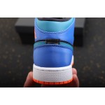 Air Jordan 1 Mid Blauw Oranje Zwart