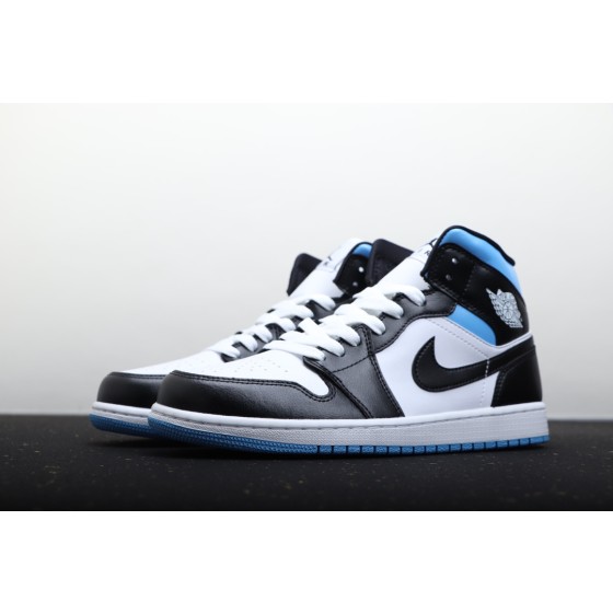 Air Jordan 1 Mid Zwart Wit Blauw