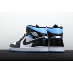 Air Jordan 1 Mid Zwart Wit Blauw