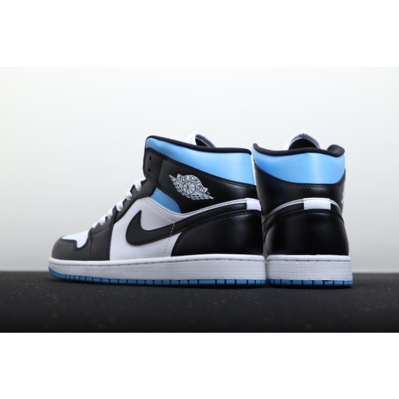 Air Jordan 1 Mid Zwart Wit Blauw