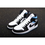 Air Jordan 1 Mid Zwart Wit Blauw