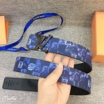 LOUIS VUITTO Reversible Belt in Silky Calfskin and Damier Salt Pattern