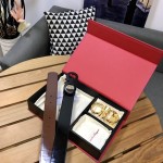 FERRAGAMO high-gloss series, double-button gift box, dual-purpose belt, high-quality pure copper buckle