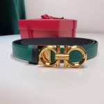 FERRAGAMO Ladies Reversible Top Grain Leather Belt
