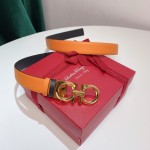 FERRAGAMO Ladies Reversible Top Grain Leather Belt
