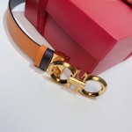 FERRAGAMO Ladies Reversible Top Grain Leather Belt