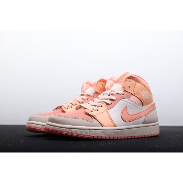 Air Jordan 1 Mid Orange and Pink Patchwork