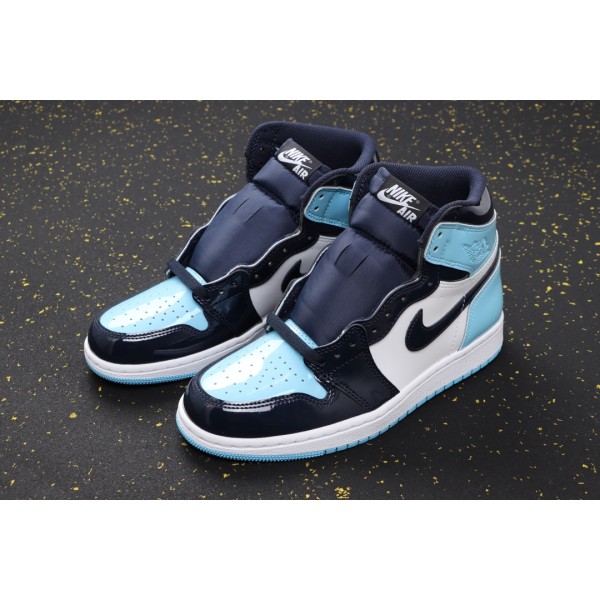 Air Jordan 1 Little North Carolina Blue Glossy patent leather
