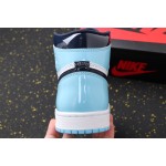 Air Jordan 1 Little North Carolina Blue Glossy patent leather