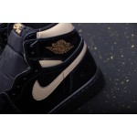 Air Jordan 1 high top patent leather black and gold