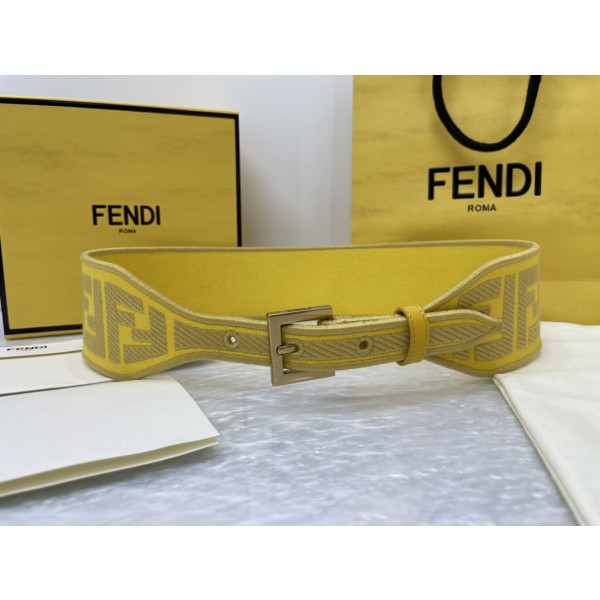 FENDI new embroidery    belt ✌️FF pattern wide belt