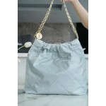 𝗖𝗛𝗔𝗘𝗡𝗟✦23C 22 handbag authentic tail leather haze blue medium