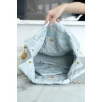 𝗖𝗛𝗔𝗘𝗡𝗟✦23C 22 handbag authentic tail leather haze blue medium