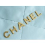 𝗖𝗛𝗔𝗘𝗡𝗟✦23C 22 handbag authentic tail leather haze blue small