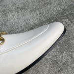 Gucci Super classic leather shoes mixed sheepskin leather leather sole horsebit buckle single shoes white