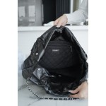 𝗖𝗛𝗔𝗘𝗡𝗟✦𝟐𝟐𝗣 Advanced Handcraft Workshop 𝟐𝟐 Handbag Genuine Leather Large Black Silver