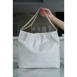 𝗖𝗛𝗔𝗘𝗡𝗟✦ 𝟐𝟐𝗣Spring/Summer New 𝟐𝟐Handbag Genuine Tail Leather Medium Platinum