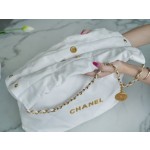 𝗖𝗛𝗔𝗘𝗡𝗟✦ 𝟐𝟐𝗣Spring/Summer New 𝟐𝟐Handbag Genuine Tail Leather Medium Platinum