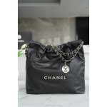 𝗖𝗛𝗔𝗘𝗡𝗟✦ 𝟐𝟐𝗣Spring/Summer New 𝟐𝟐Handbag Black Gold Caviar