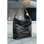 𝗖𝗛𝗔𝗘𝗡𝗟 ✦𝟐𝟐𝗣 spring and summer new 𝟐𝟐 handbag authentic tail leather black gold
