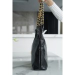 𝗖𝗛𝗔𝗘𝗡𝗟 ✦𝟐𝟐𝗣 spring and summer new 𝟐𝟐 handbag authentic tail leather black gold