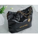 𝗖𝗛𝗔𝗘𝗡𝗟 ✦𝟐𝟐𝗣 spring and summer new 𝟐𝟐 handbag authentic tail leather black gold