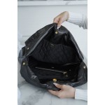 𝗖𝗛𝗔𝗘𝗡𝗟✦𝟐𝟐𝗣 Advanced Handcraft Workshop 𝟐𝟐 Handbag Genuine Leather Large Black Gold