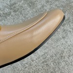Gucci Super classic leather style mixed sheepskin leather leather sole horsebit buckle single shoes skin tone