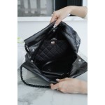 𝗖𝗛𝗔𝗘𝗡𝗟✦𝟐𝟐𝑲 𝟐𝟐Handbag genuine tail leather 𝐬𝐨 𝐛𝐥𝐚𝐜𝐤 all black small