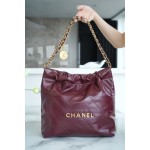 𝗖𝗛𝗔𝗘𝗡𝗟 ✦𝟐𝟐𝗣 autumn and winter new 𝟐𝟐 handbag genuine tail leather wine red medium
