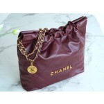 𝗖𝗛𝗔𝗘𝗡𝗟 ✦𝟐𝟐𝗣 autumn and winter new 𝟐𝟐 handbag genuine tail leather wine red medium