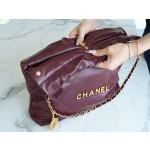 𝗖𝗛𝗔𝗘𝗡𝗟 ✦𝟐𝟐𝗣 autumn and winter new 𝟐𝟐 handbag genuine tail leather wine red medium