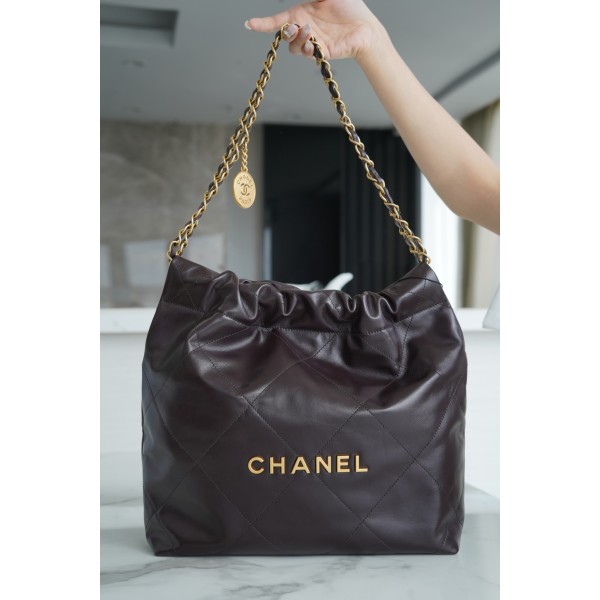 𝗖𝗛𝗔𝗘𝗡𝗟✦ 𝟐𝟐𝗣Spring/Summer New 𝟐𝟐Handbag Genuine Tail Leather Chocolate 🍫Large