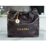 𝗖𝗛𝗔𝗘𝗡𝗟✦ 𝟐𝟐𝗣Spring/Summer New 𝟐𝟐Handbag Genuine Tail Leather Chocolate 🍫Large