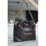 𝗖𝗛𝗔𝗘𝗡𝗟✦ 𝟐𝟐𝗣Spring/Summer New 𝟐𝟐Handbag Genuine Tail Leather Chocolate 🍫Large