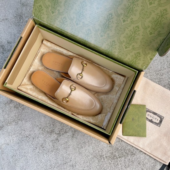 Gucci Super classic cream lambskin horsebit slippers