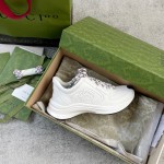 Gucci RUN all-leather cowhide sheepskin running shoes white